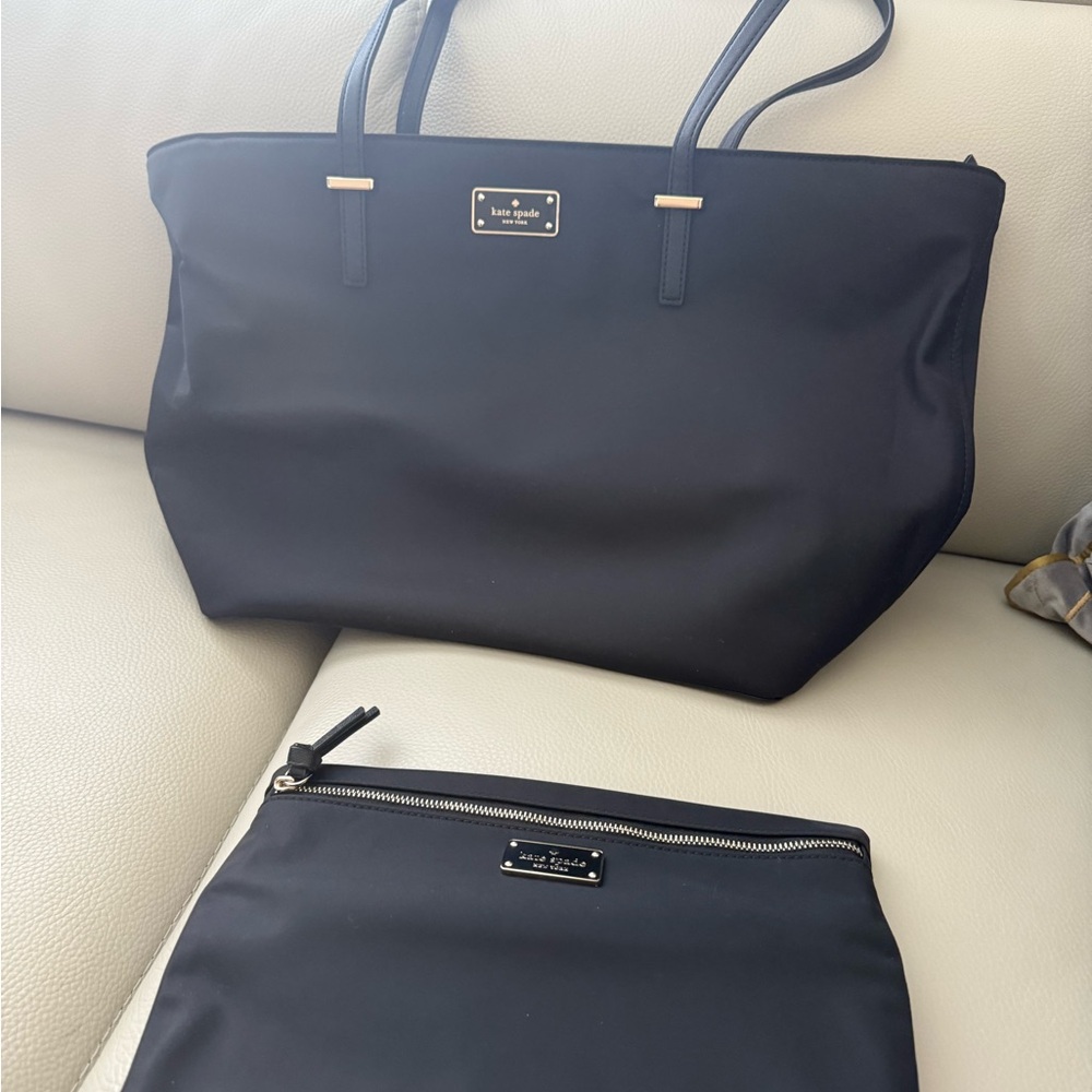 Kate Spade Black Tote and Pouch Set